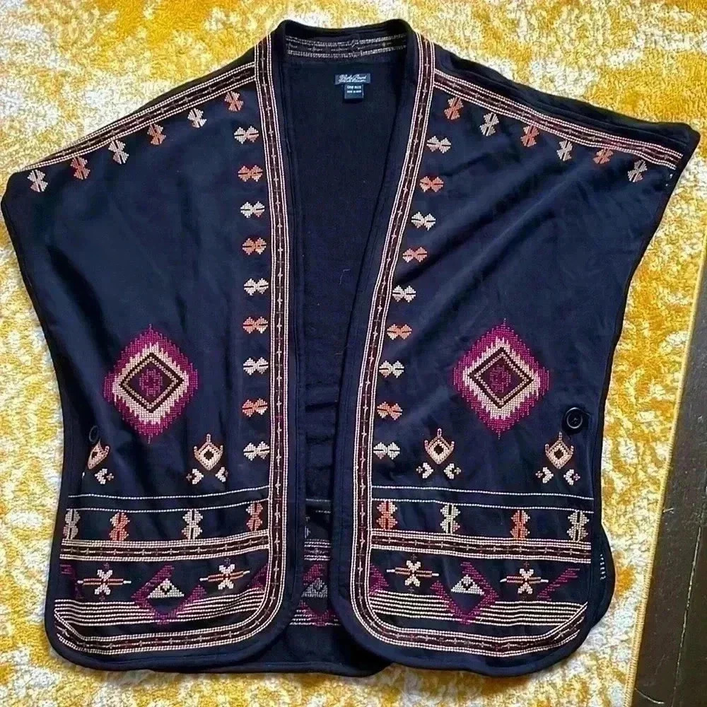 Lucky brand embroidered jersey oversized vest OS